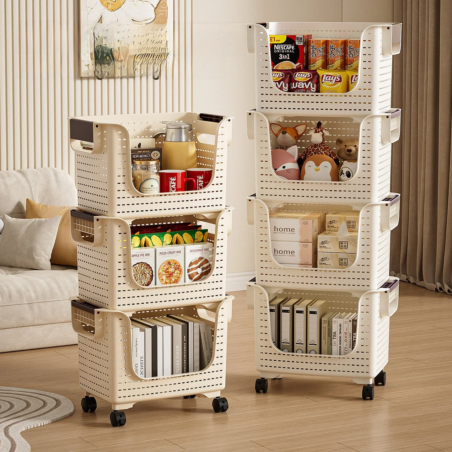 three-layer-snack-storage-rack-small-cart-stand-bookcase-living-room-organizer-wheel-included-home-organization-utility