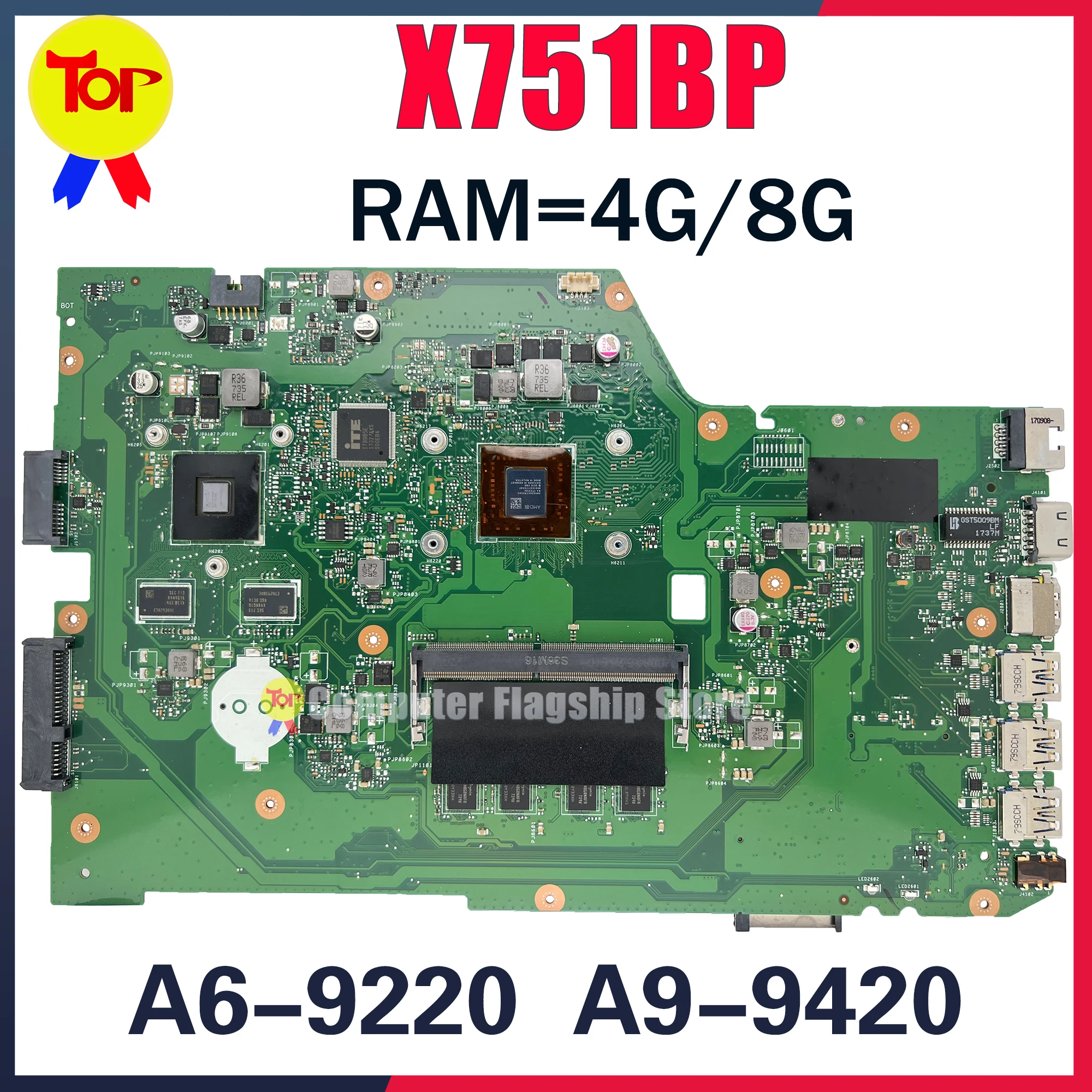 KEFU Mainboard X751B X751BP F751BP A751BP K751BP Laptop Motherboard AMD CPU 4GB/8GB-RAM V2G Notebook MAIN BOARD TEST OK