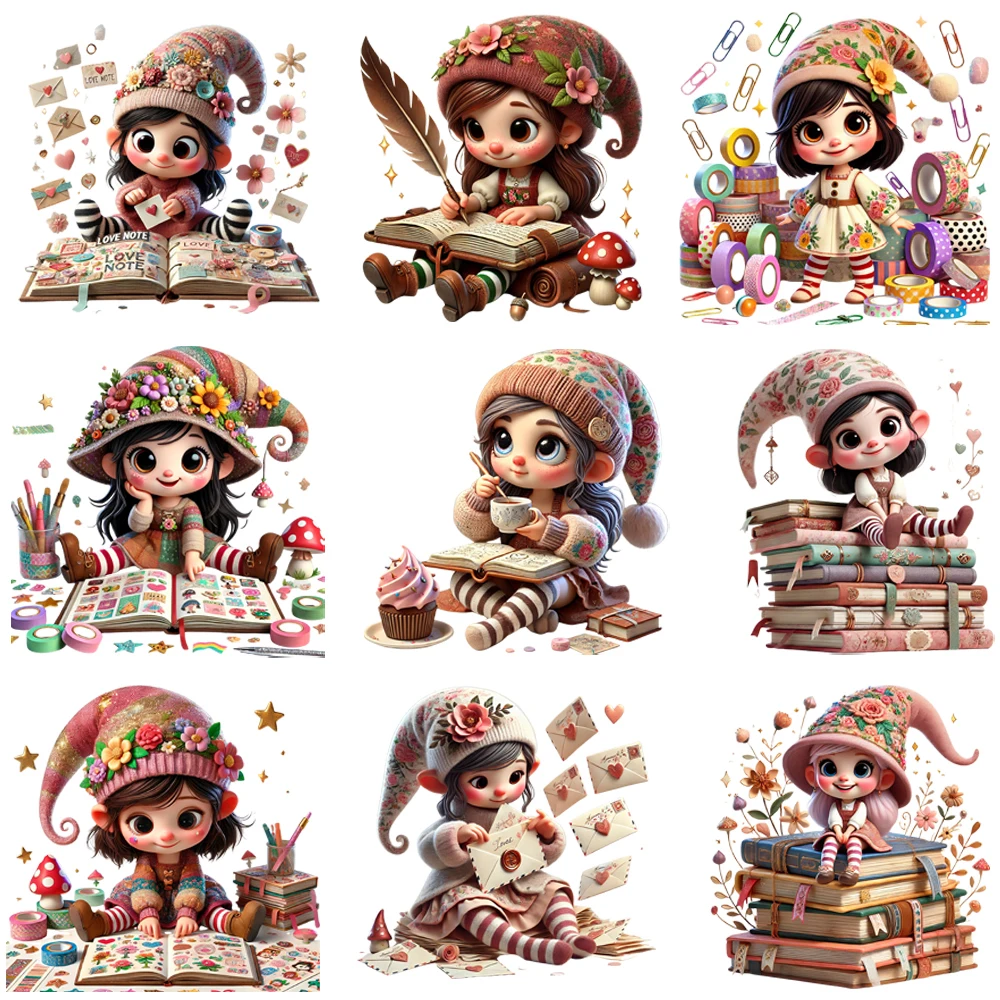 

15 см детская мультяшная сказка для девочек, термопереносная наклейка DTF, футболка «сделай сам», железные нашивки для переноса одежды, наклейка