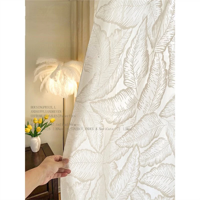 French Cream Gauze Embossed Retro Window Screen High-end Living Room Curtains Light-transmitting and Opaque White Tulle Bedroom