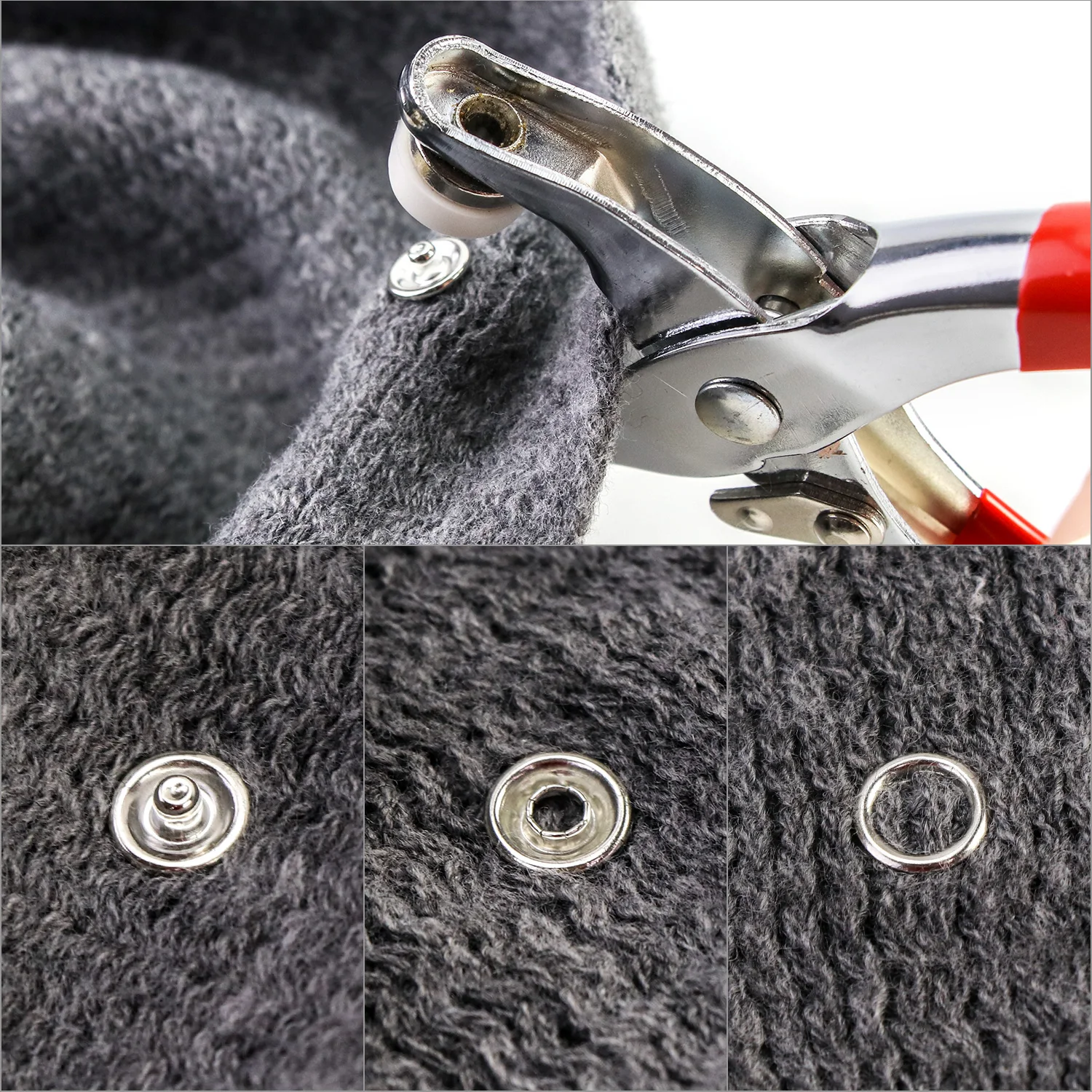 Grommet Eyelet Pliers Kit,Grommet Tool Kit, Snap Fastener Tool,Fabric Leather Hole Eyelets Grommets Punch Pliers, Male Snaps
