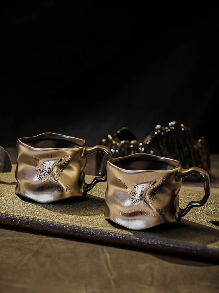 الراقية السيراميك فراشة على شكل فنجان القهوة المنزلية مكتب ضوء كوب فاخر مستوى المظهر الإبداعي كوب قهوة حسن المظهر #5