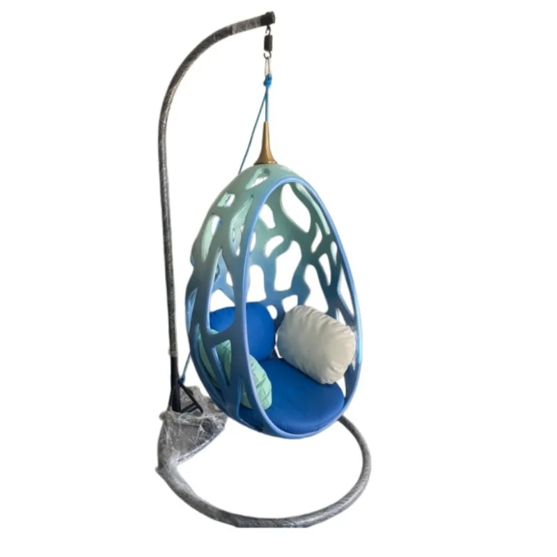 Light luxury modern fiberglass hanging basket chair indoor and outdoor leisure chair lazy hollow single seat