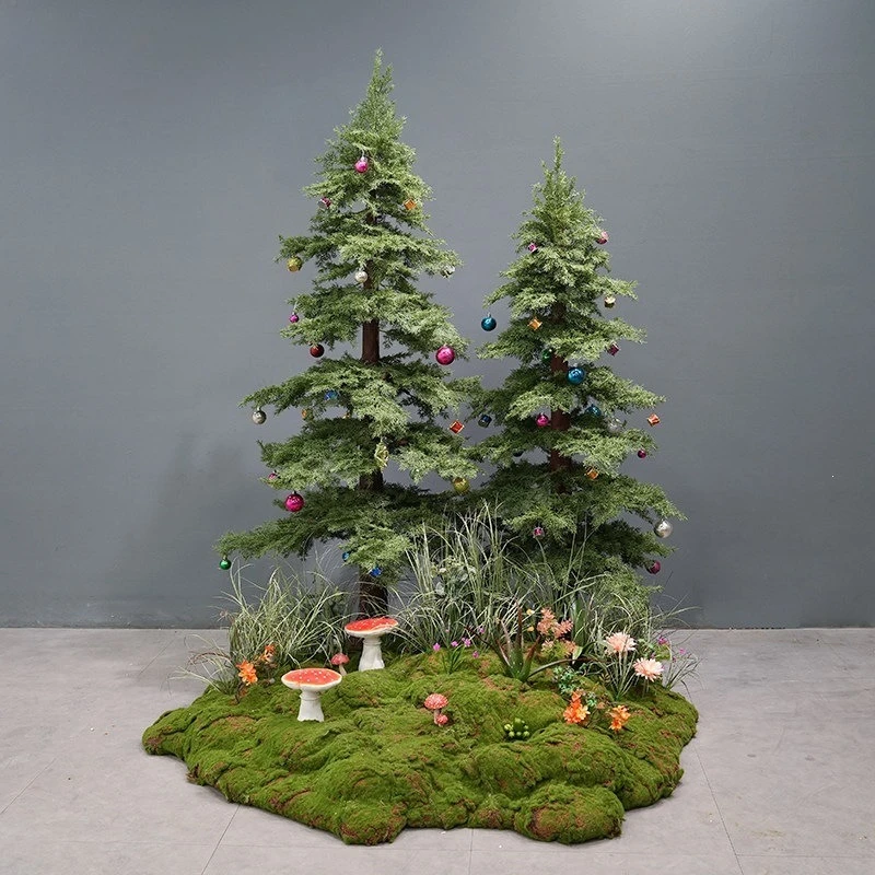 Solid wood balcony new simulation tree pine tree Christmas tree ins wind Internet celebrity package ornament DIY Christmas decor