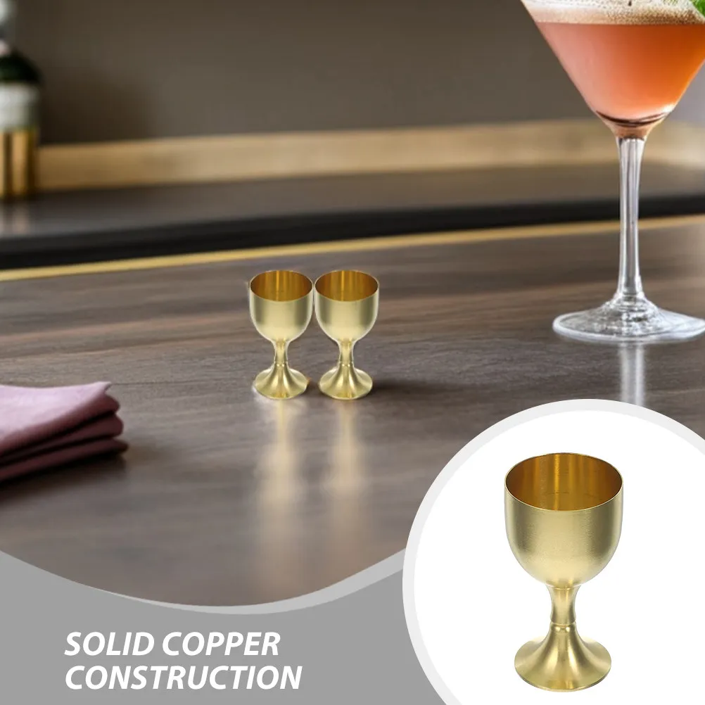 4Pcs Decorative Metal Goblet Solid Copper Chalice Cup for Buddhism Home Decor Themed Party Accessory Retro Footed Cup