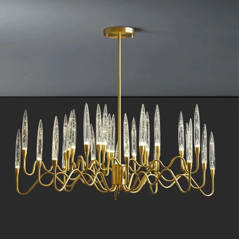 

Elegant Crystal Chandelier with Sculpted Tree Branches and Copper Candles for Modern Living Room Lighting decoration maison