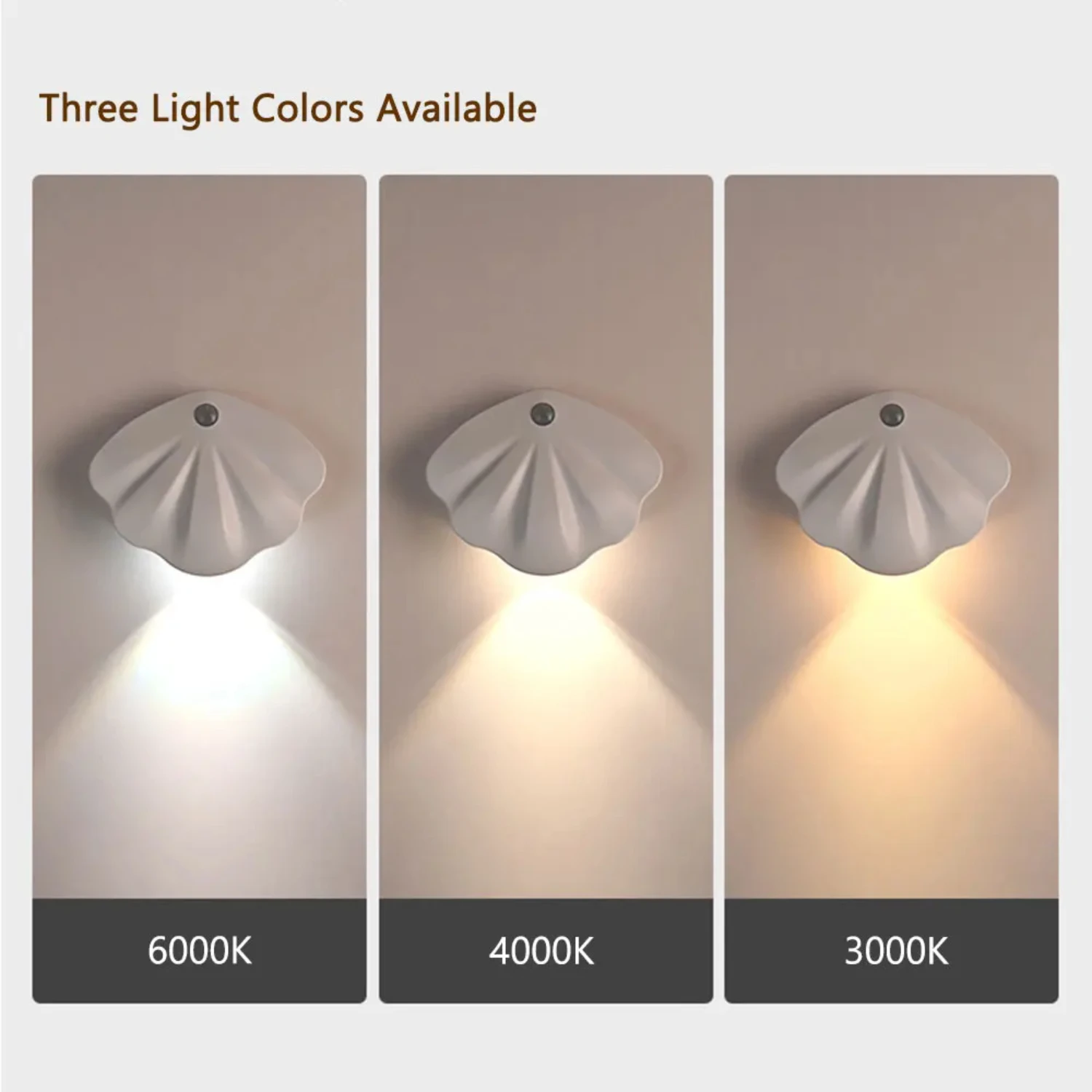 Beautiful Energy-efficient Tricolor LED Shells Night Light with Vibrant Colors - Perfect Motion Sensor Technology for Any Space.