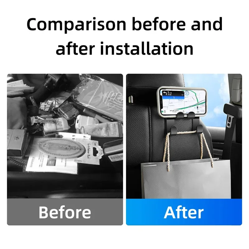 VIKEFON 1/2PSC Car Back Seat Hook Hanging Storage Mobile Phone Holder Stand Lazy Rear Seat Phone Headrest Bracket For All Phones