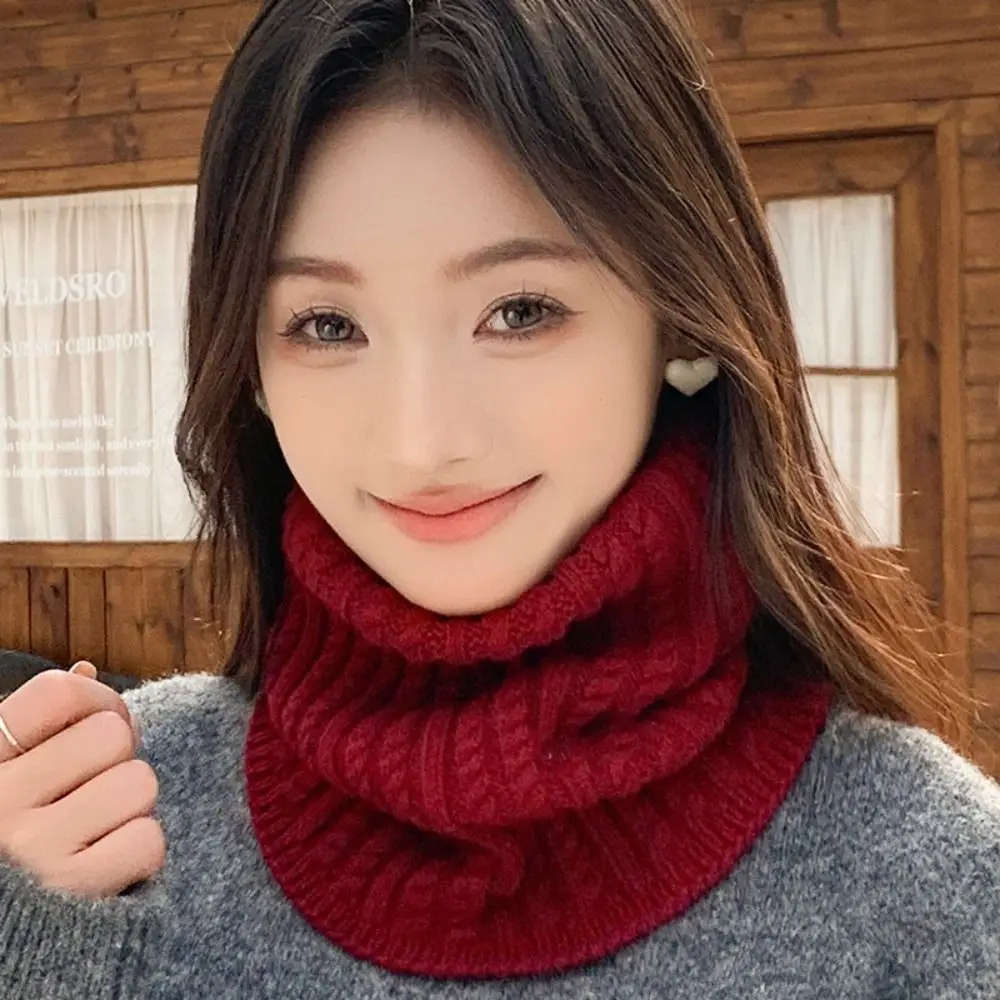 

All-match Solid Color Turtleneck Fake Collar Korean Style Windproof Knitted Scarf Neckchief Twists Pullover Wool Bib Women