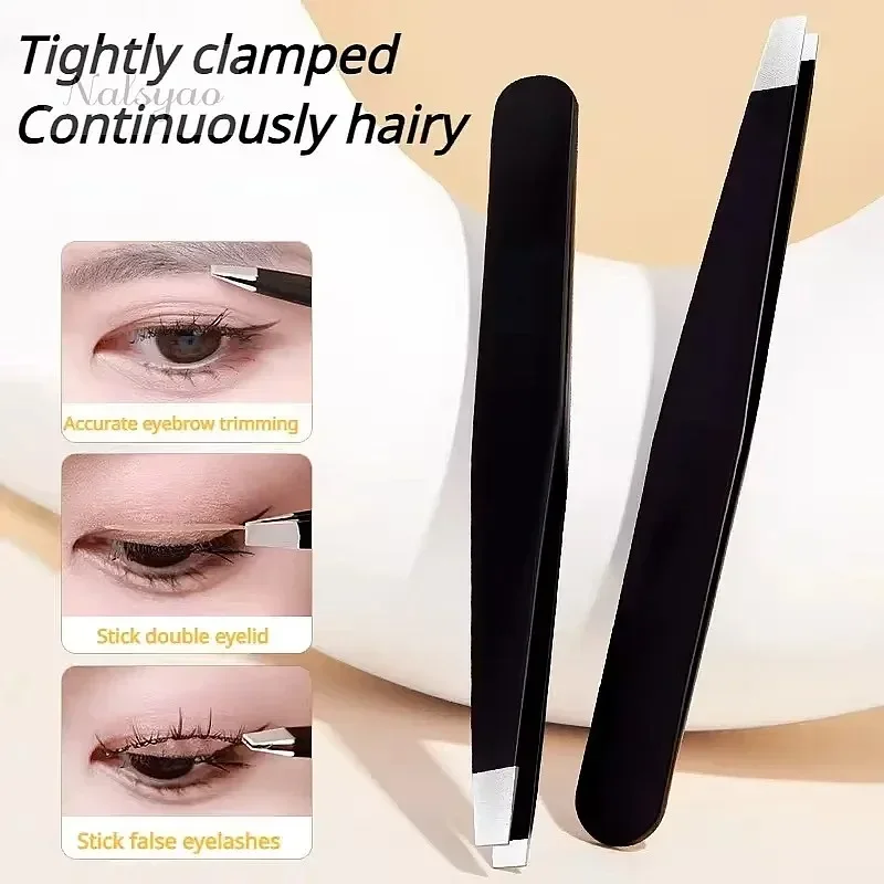 Professional Stainless Steel Precision Tweezer Slant Tip Hair Plucker for Easy Grooming Eyebrows Beard Portable Comfort