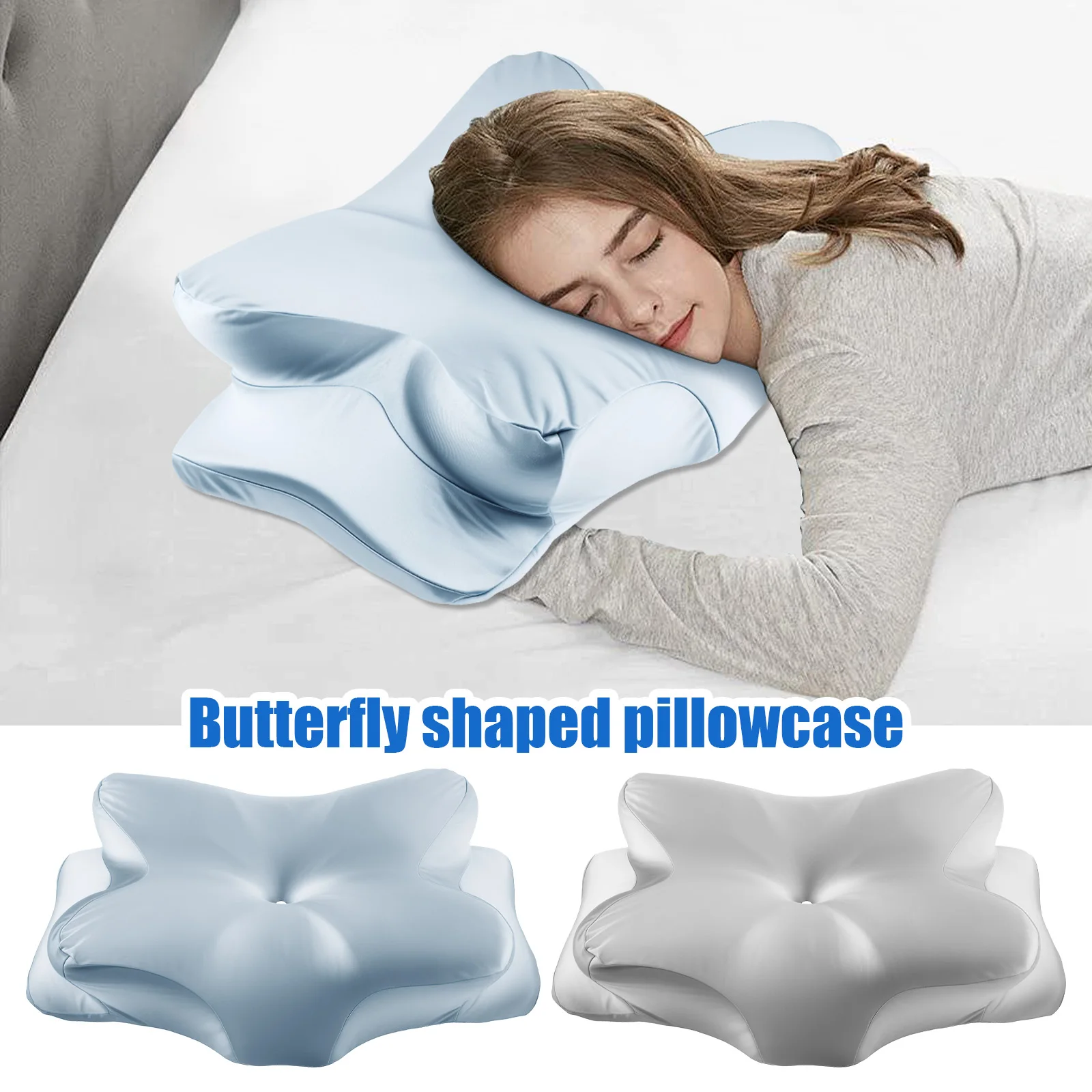 Butterfly Shaped Pillowcase Smooth Contour Pillowcase with Zipper Washable Ergonomic Sleeping Pillow Cover Pillow Beding