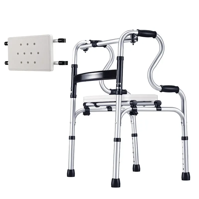 Aluminum Walker for Elderly, 3-In-1 Bathing Travel Aid, Pregnant Woman Toilet, Height Adjustable Commode Chair, Mobility Aid