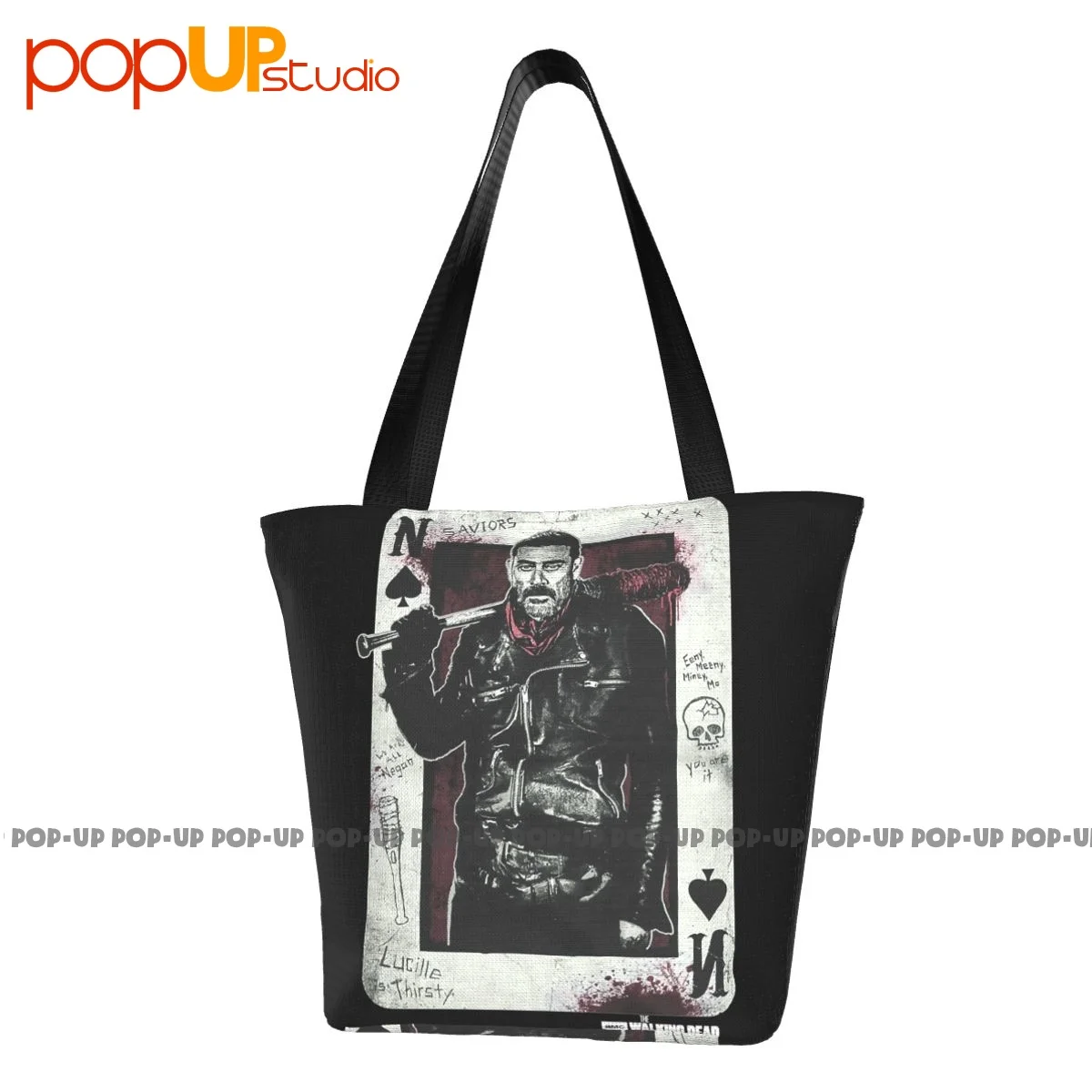 The Walking Dead Twd Negan Playing Card Walkers Zombies Handbags Portable Shopping Bag Carrying Bag