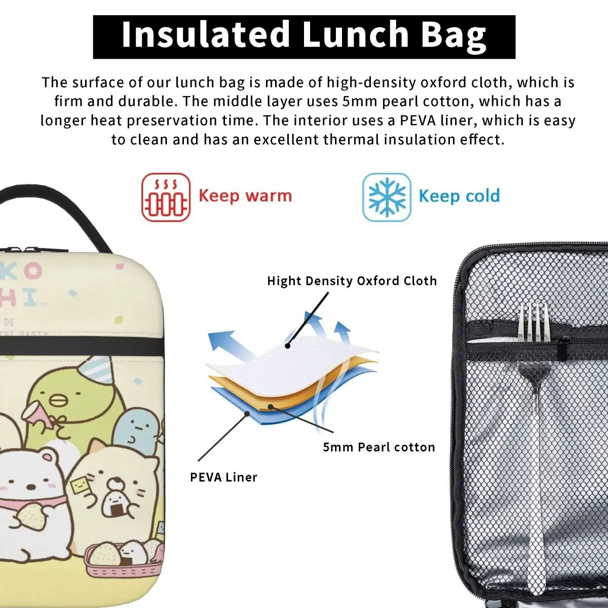 أكياس الغداء المعزولة Sumikko Gurashi Kawaii الدب الأبيض المنتج صندوق طعام جديد وصول برودة صندوق بينتو الحراري للنزهة #5