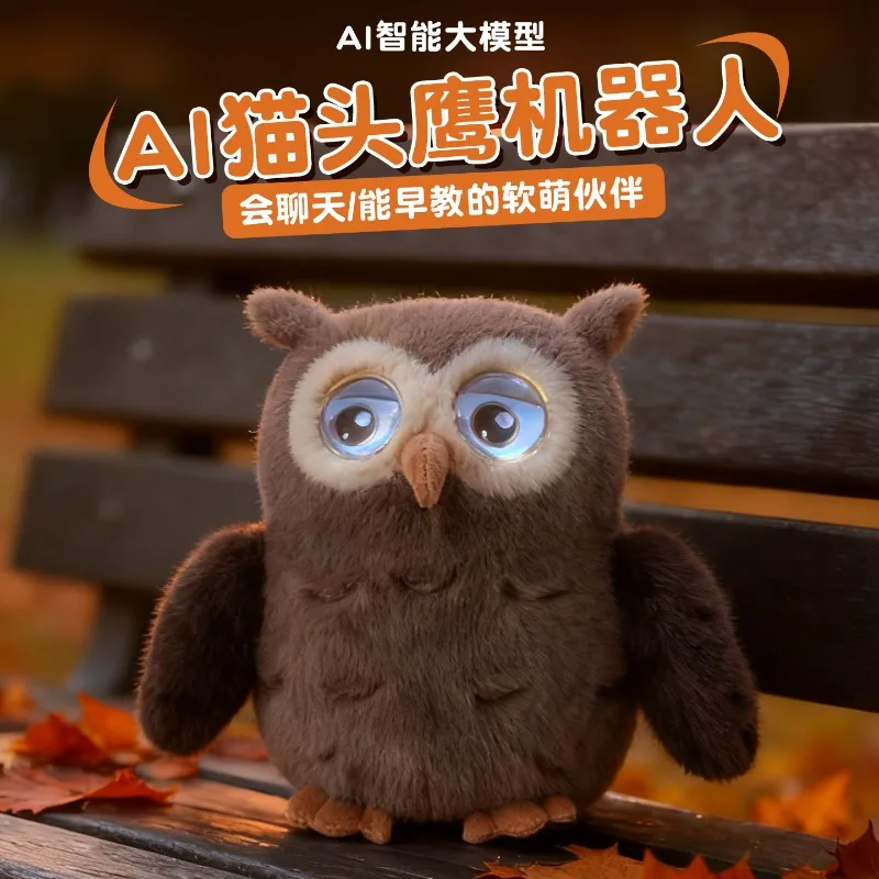 Ai smart bean bag voice conversation owl, double eyes emotion Bluetooth WIFI interaction to accompany the doll