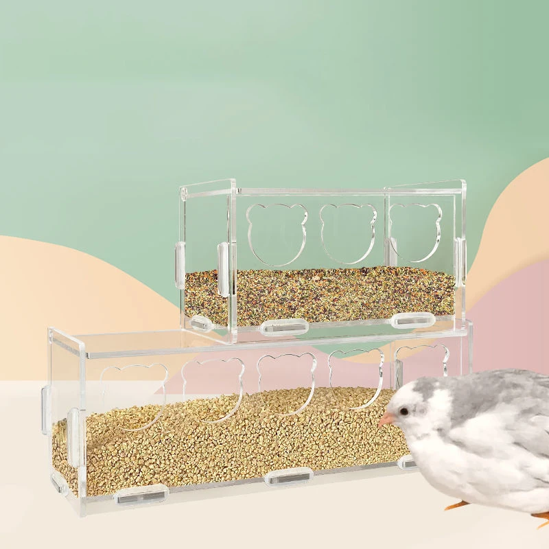 

S/L Rutin Chicken Acrylic Feeder Transparent Splash-Proof Food Basin Large-Capacity Trough Feeding Box Put Grain Feed Box