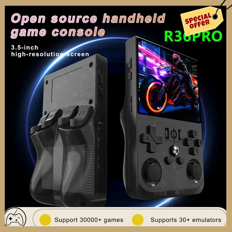 R36PRO Handheld Retro Game Console 128GB 3.5Inch HD Screen Portable Pocket Video Player Supports 30+ Emulators A