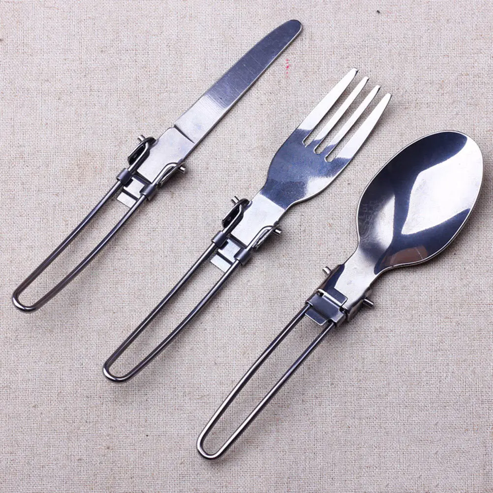 

2Sets Stainless Steel Folding Tableware Set Portable Picnic Forks Knives Spoons Compact Lightweight Camping Cutlery