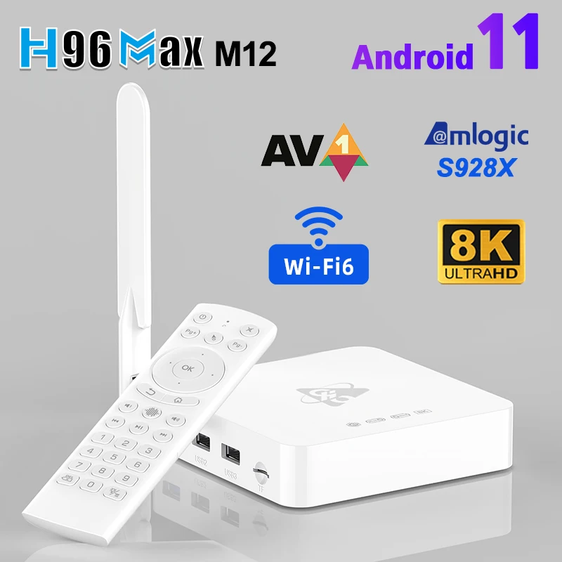 2024 H96 MAX M12 Android 11 AI-SR smart TV box Amlogic S928X TV BOX 8GB 128GB support AV1 WIFI6 BT5.4 set top box