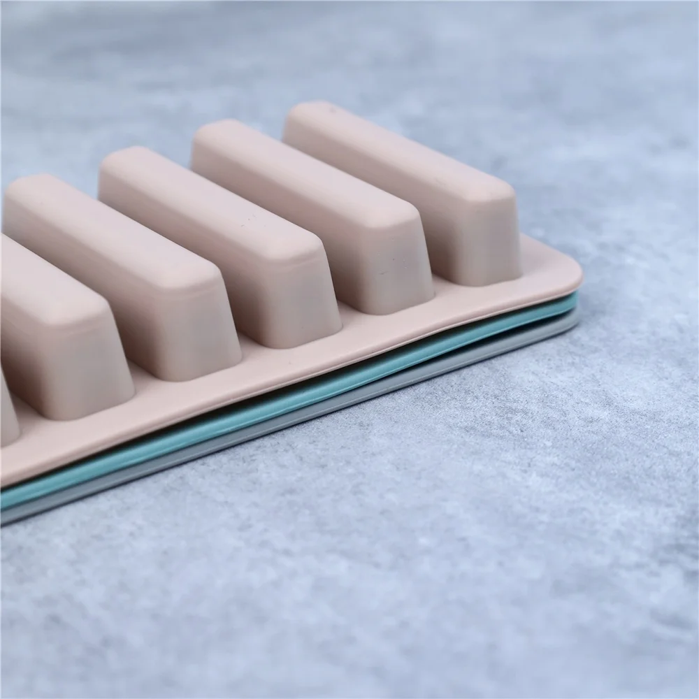 10 Grids Long Stick Ice Tray Non-Stick Easy Release Push Popsicle Out Cylinder Silicone Ice Cube Mould Tray Jelly Chocolate Mold