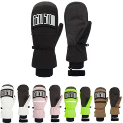 Guantes de esquí resistentes al desgaste para mujer, manoplas cálidas e impermeables de cinco dedos para snowboard, 2025