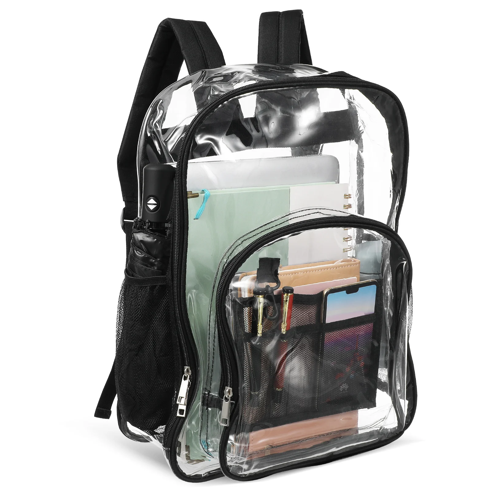 Clear Backpack Transparent Durable PVC Stadium Bag Spacious School Bag Clear Bookbag Multiple Pockets Comfortable Shoulder