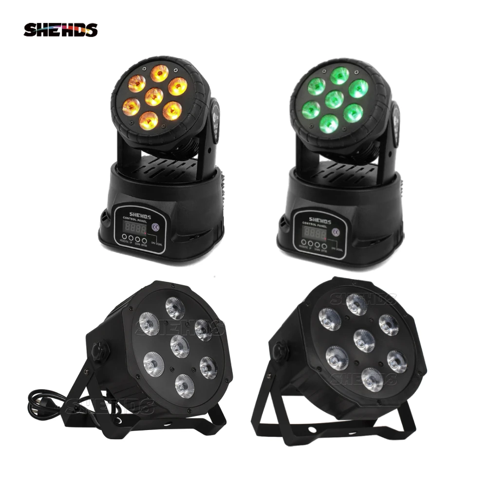 SHEHDS 1pcs LED 7x12W  Par Light 7x18W RGBWA+UV Moving Head Light Wash DMX 512  DJ Dicso Nightclub Party Christmas Audience