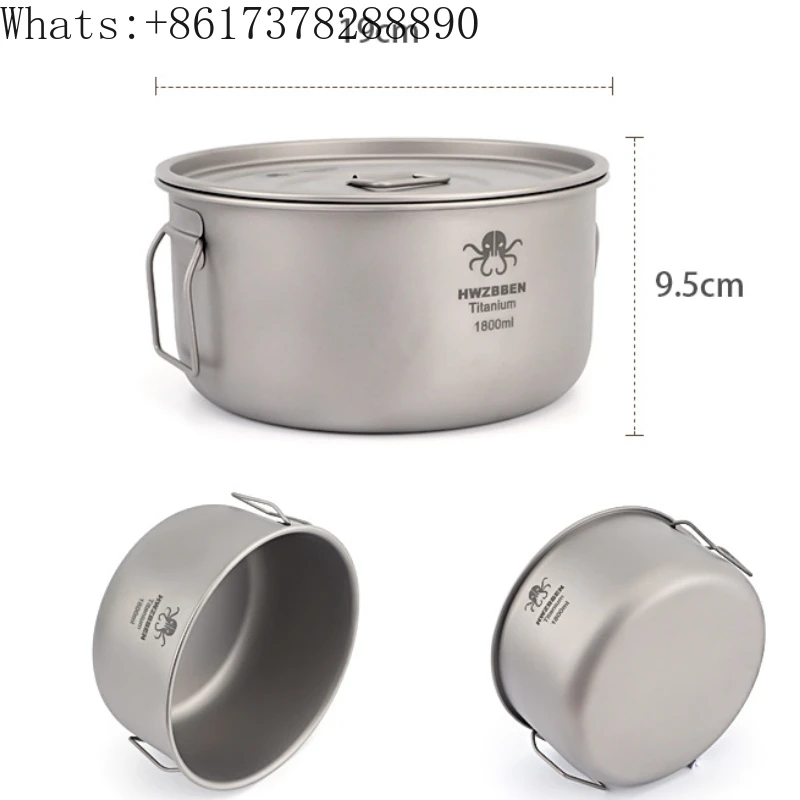 Ultralight Titanium Outdoor Cooking Pot Camping Equipment Picnic Utensils Kitchen Traveling Hiking BBQ Cookware