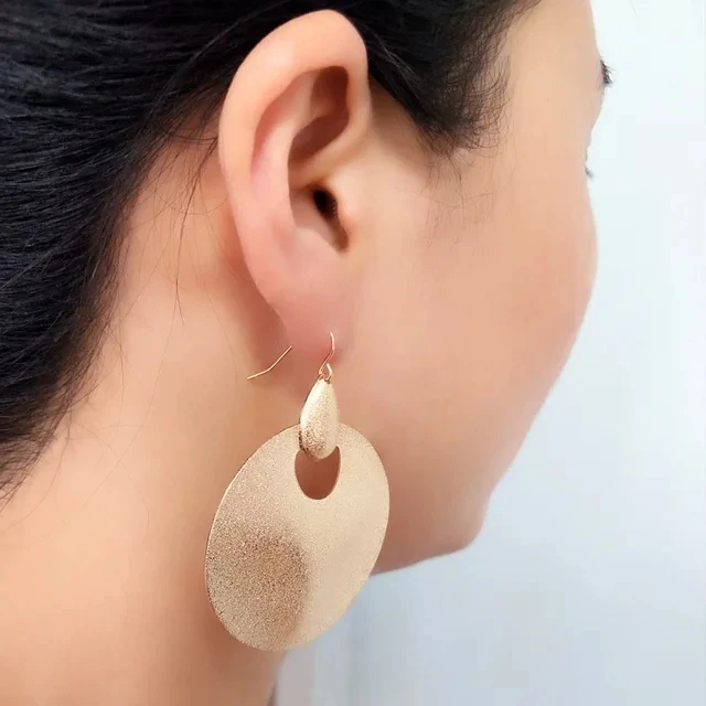 Big Simple Fashion Women Earrings Gold  Silver Color Vintage Earrings Dangle Earring Women Jewelry