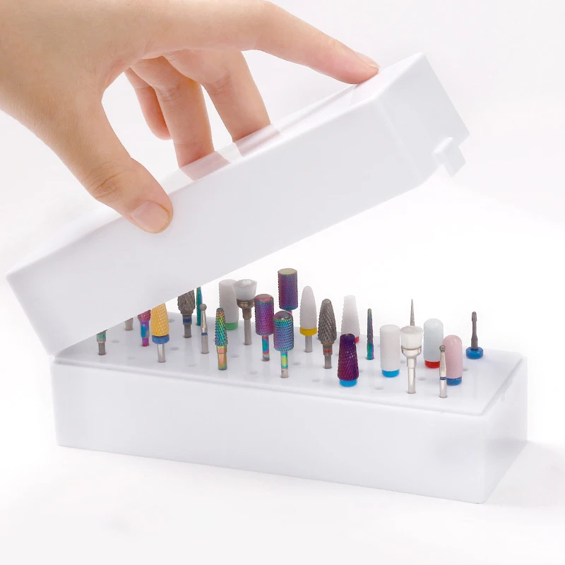 48holes Nail Drill Bits Storage Box Empty Clear Box Nail Drill Display Stand Manicure Accessory Tools