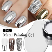 BORN PRETTY Sliver Metal Effect Line Flower Drawing Gel Soak Off Transparent Colors 5g Painting Gel Polish UV Nail Art Gel Varni