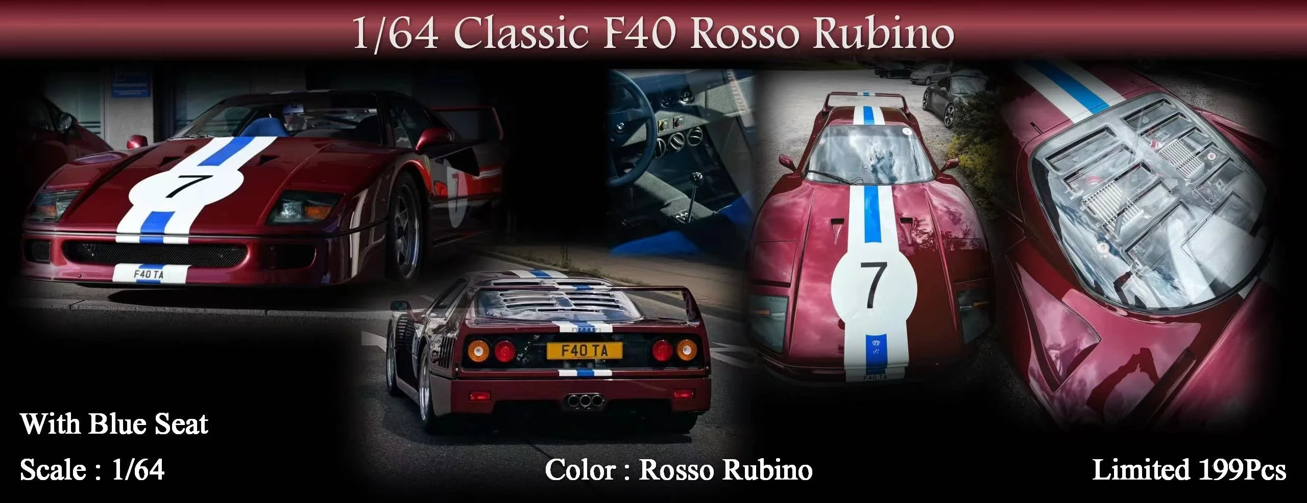MY64 1:64 F40 F120 Coche modelo de resina