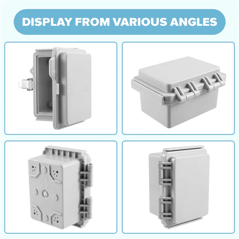 ABRS-ABS Outdoor Electrical Junction Box ABS Plastic & Hinged Cover Stainless Steel Latch IP67 Waterproof Forelectrical Projects