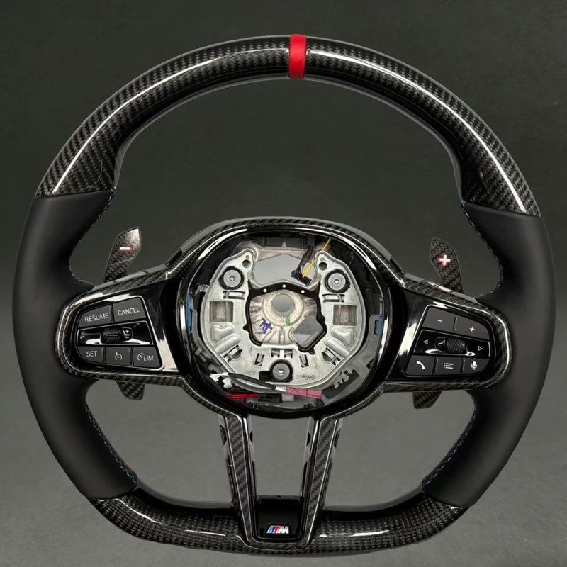 Steering Wheel with Red Center Line for CS G20 G28 G80 G82 G38 DIY Material Real Carbon Fiber for CS G Series Old Upgrade to New