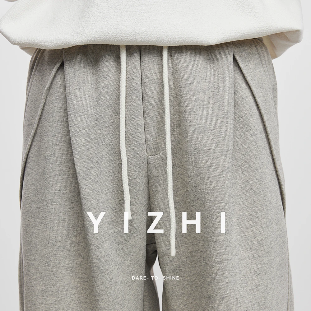 موضة الرجال سراويل تقليدية رياضية فضفاضة 2025 ربيع الخريف جديد مرونة الخصر فضفاض مستقيم السراويل الرجال بلون بنطال ذو قصة أرجل واسعة #6