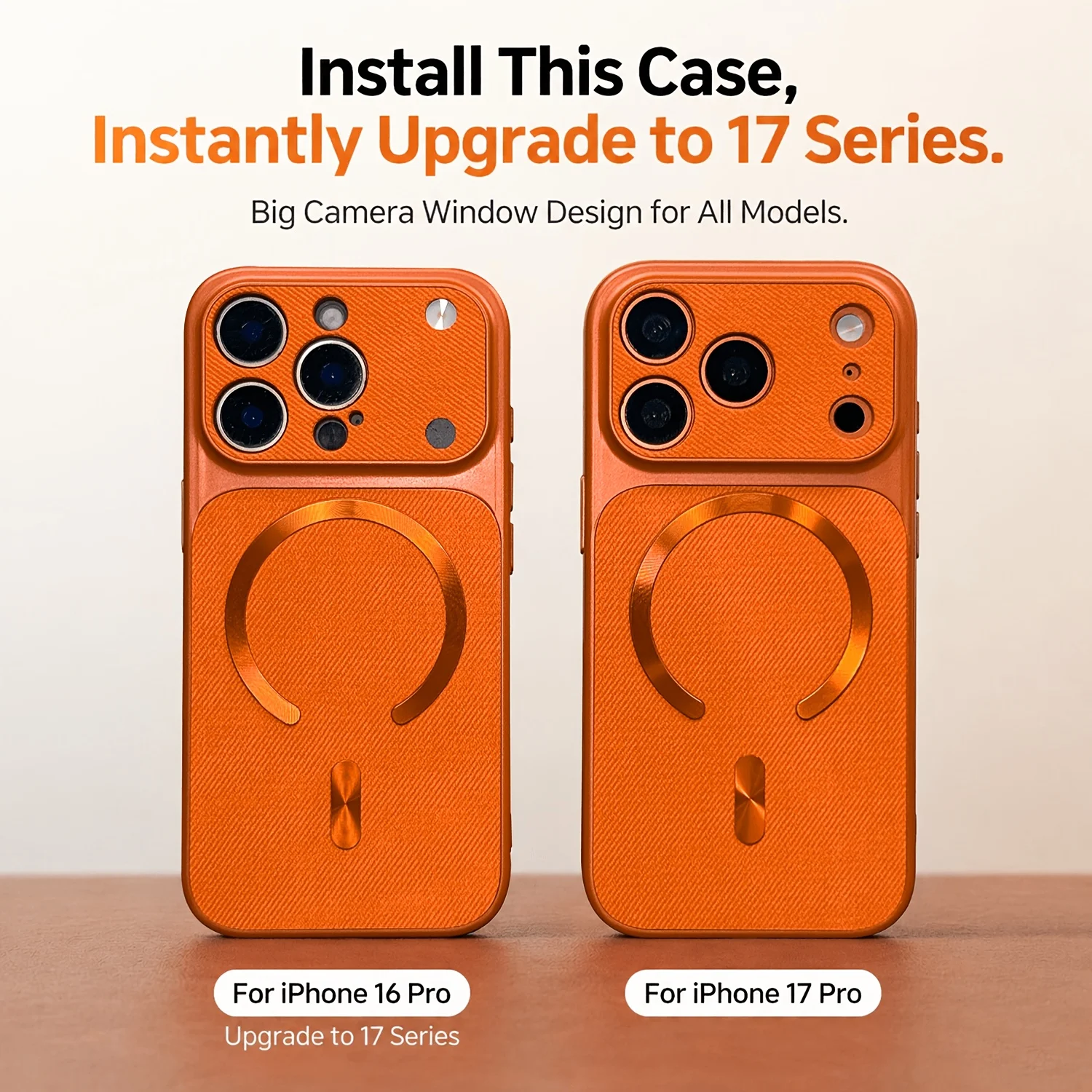 Luxury Orange Fabric Magnetic Phone Case For iPhone 17 Air 16 15 14 13 Pro Max Shockproof Protective Cover With Hand Lanyard