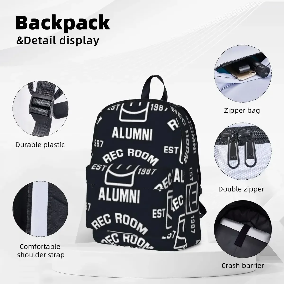 Rec Room Backpack Fashion Student School Bag Laptop Rucksack Travel Rucksack Large Capacity Bookbag