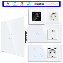 Bingoelec TUYA ZigBee Smart Touch Light Switches EU Wall Socket ZigBee Thermostat Multi-Control Association Alexa Smart Life