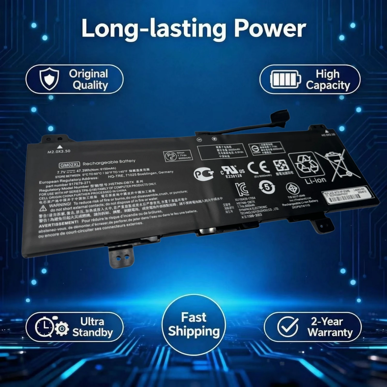 New Original GM02XL GB02XL HSTNN-DB7X UB7M Laptop Battery For HP Chromebook 14 G5 11 G6 G7 AE EE TPN-Q185 917725-855 14-DB0051CL