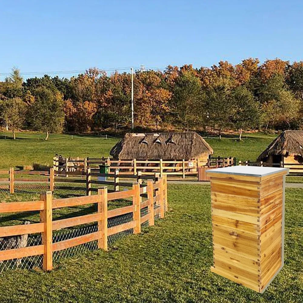 5 Layer Bee Hive, Complete Beehive Kit, Dipped in 100% Natural Beeswax Includes 2 Deep Hive Bee Box & 3 Super Bee Hive