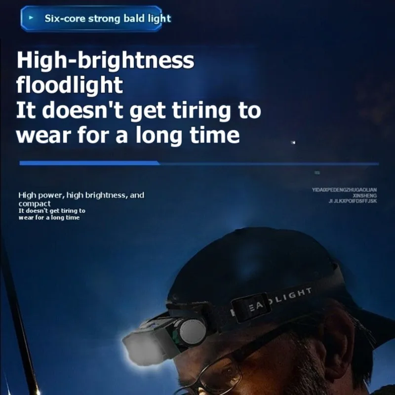 

Налобный фонарь ABJN, сверхлегкий яркий светодиодный перезаряжаемый фонарь, водонепроницаемый налобный фонарь для кемпинга, рыбалки и активного отдыха на природе.