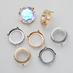 27mm Round Rhinestone Frame Hollow Out Needlework Parts Claws Thicken Copper Sewing Claws Fancy Stones Container Base