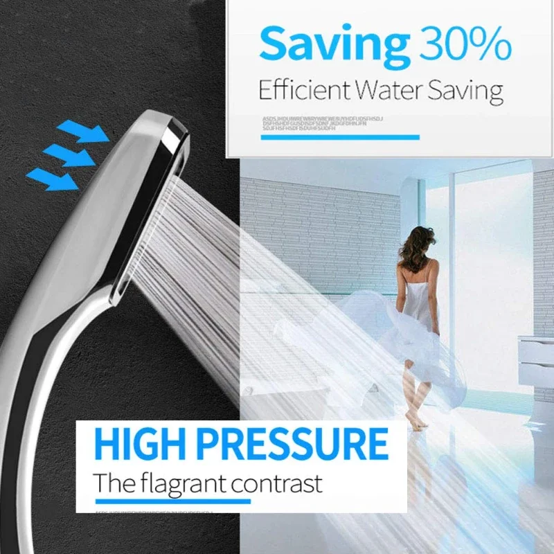 Square 300-hole high-pressure rain shower nozzle shower head water-saving water flow with chrome-plated ABS bathroom accessories