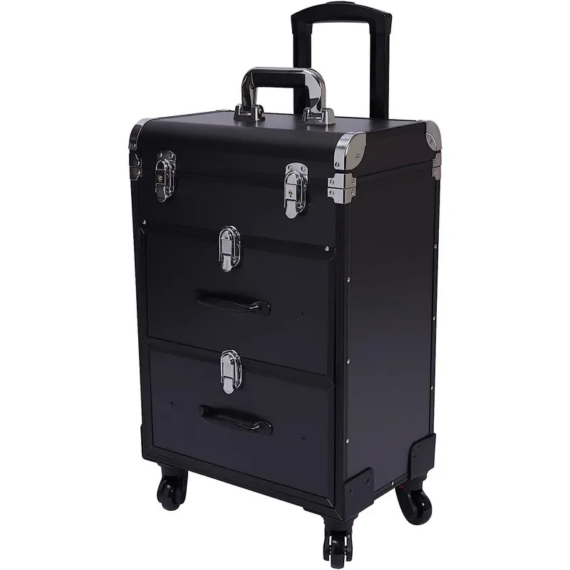 Professional Rolling Makeup Case Large Capacity Trolley Box for Nail Art Hair Beauty Tools Multi Layer Storage Organizer with