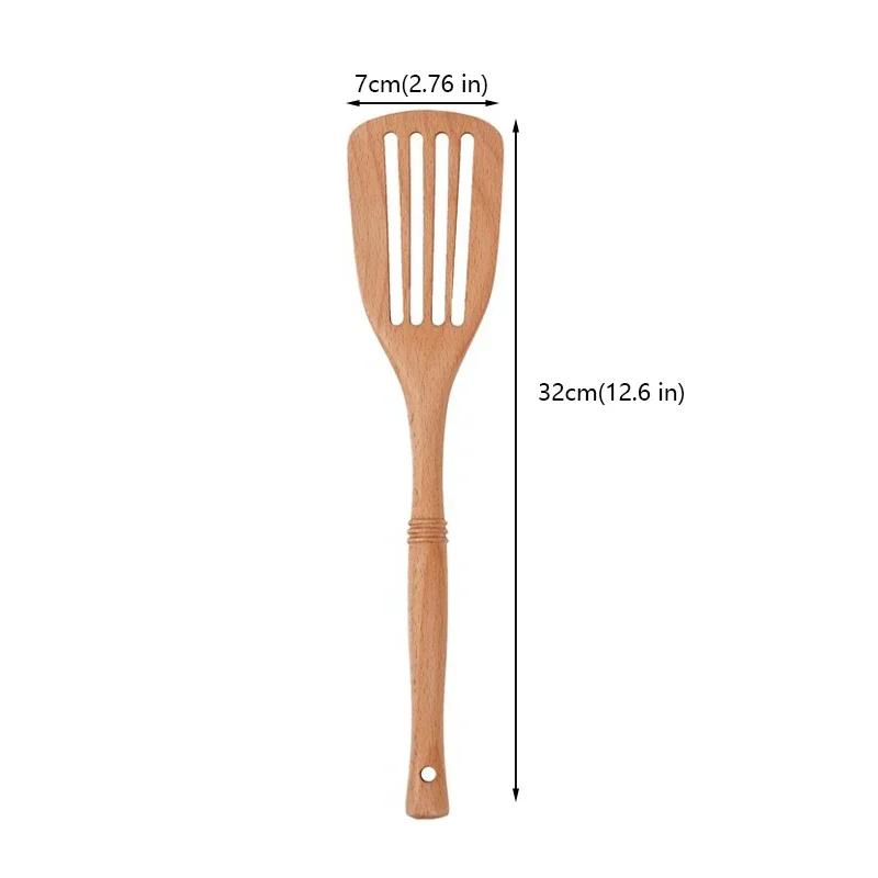 7pcs Wood Kitchen Utensils Set with Bamboo Joint Design Nature Wooden Spaghetti Spoons Wok Spatula for Cooking Accessories