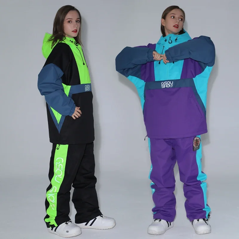 Traje de esquí cálido para mujer y hombre, chaqueta de Snowboard, conjuntos de esquí gruesos, pantalones de nieve al aire libre, chándal impermeable a prueba de viento, invierno, nuevo, 2025