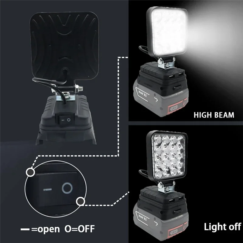 ABKQ-16 LED Work Light Spotlights Outdoor Work Fishing Handheld Emergency Tool Light For  18V Lithium Battery