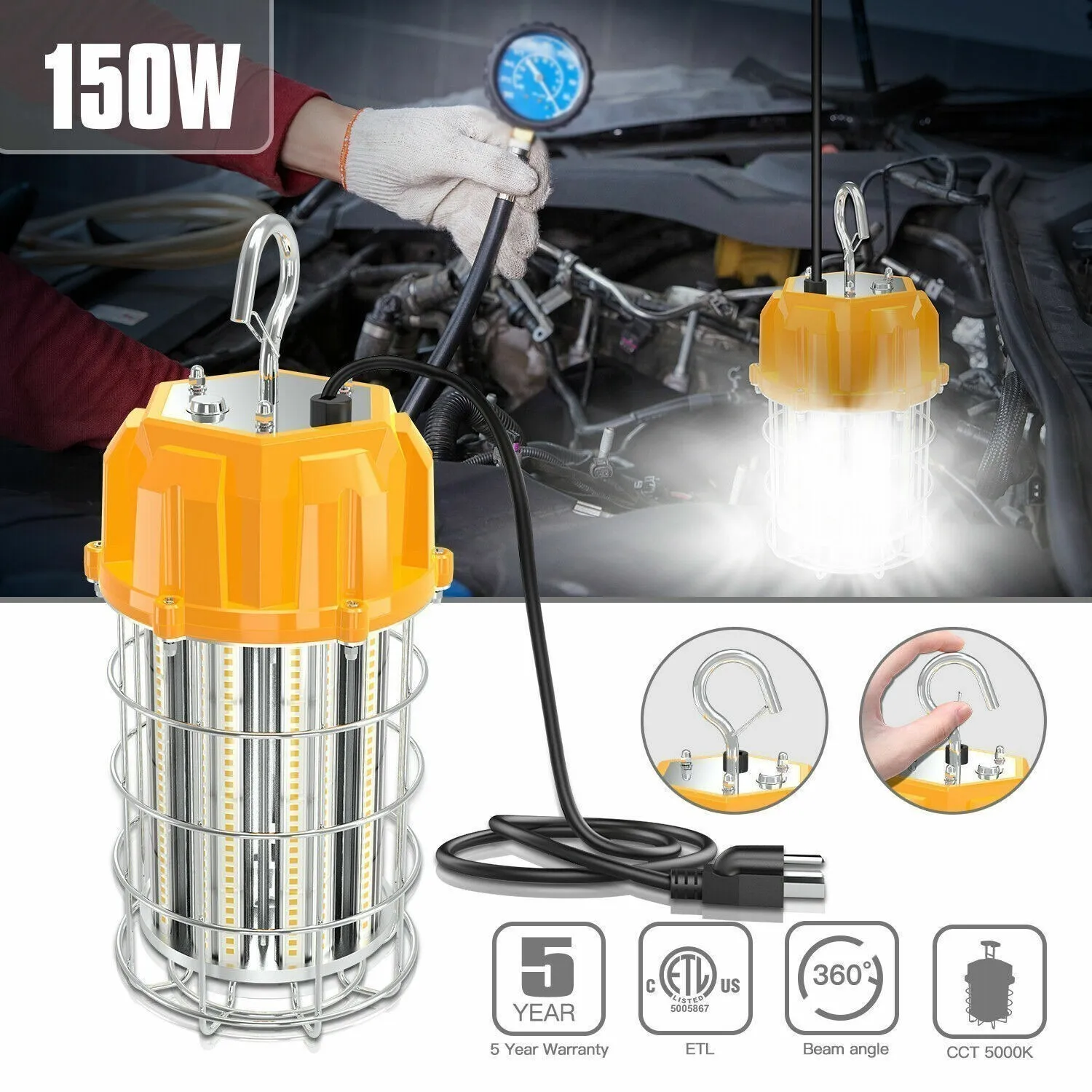 150W LED Temporary Work Light Portable Building Construction ETL Workshop Light -