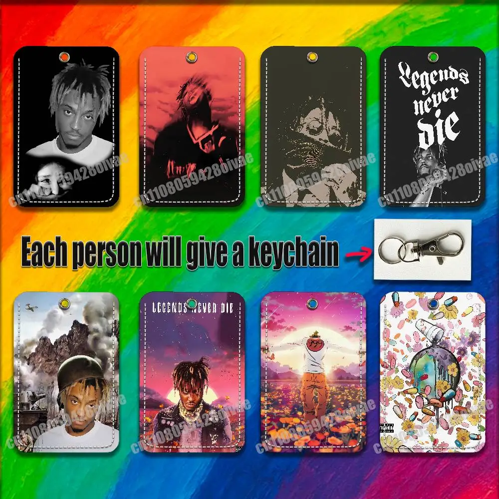 

Rapper J-Juice Legends Never Die W-WRLD 999 For ID Clips Credit Bank Bag Bus Meal Card Holder Cover Pocket Ornament Keychain