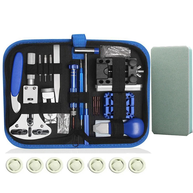 

196PCS Watch Repair Tool Kit Watch Link Pin Remover Shell Opener Spring Bar Remover Clock Battery Replacement Strap Needle Set
